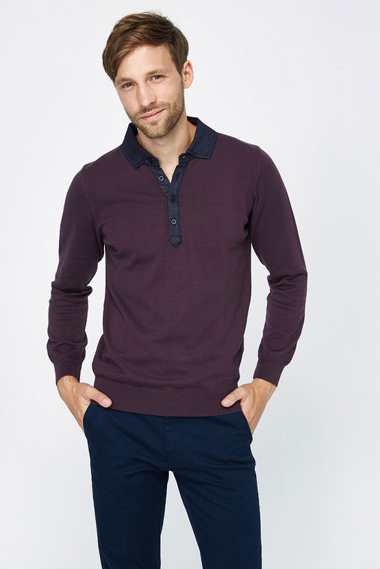 Erkek Giyim - İtalyan Yaka Regular Fit Triko Kazak
