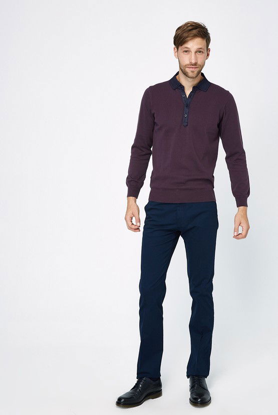 Erkek Giyim - İtalyan Yaka Regular Fit Triko Kazak