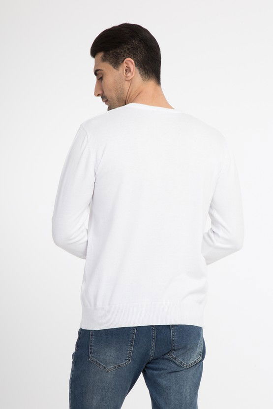 Erkek Giyim - V Yaka Slim Fit Triko Kazak