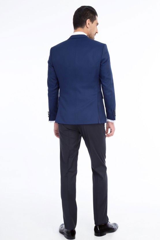 Erkek Giyim - Slim Fit Desenli Yelekli Smokin / Damatlık