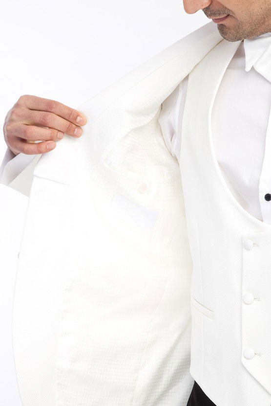 Erkek Giyim - Mono Yaka Desenli Slim Fit Smokin / Damatlık