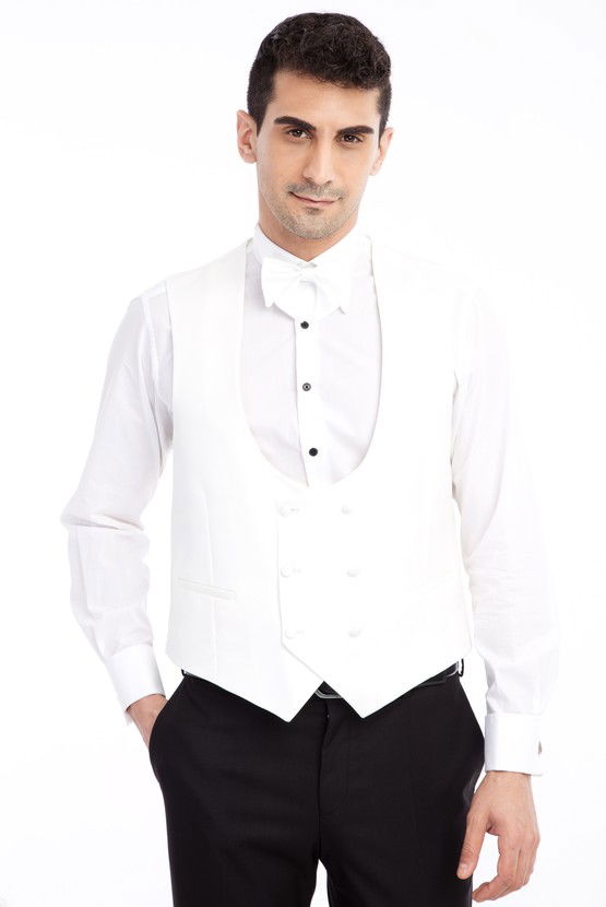 Erkek Giyim - Mono Yaka Desenli Slim Fit Smokin / Damatlık