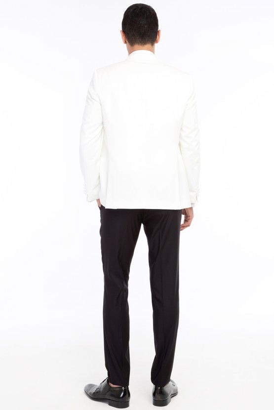 Erkek Giyim - Mono Yaka Desenli Slim Fit Smokin / Damatlık