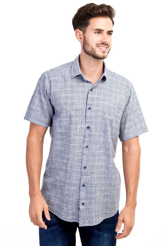 Erkek Giyim - Kısa Kol Regular Fit Ekose Gömlek