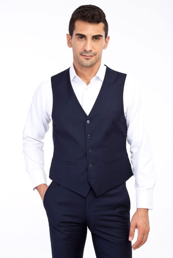 Erkek Giyim - Slim Fit Yelekli Takım Elbise