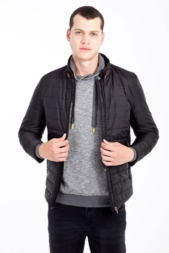Erkek Giyim - Slim Fit Kapitone Mont