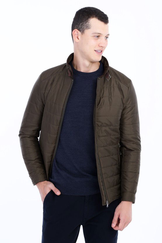 Erkek Giyim - Slim Fit Kapitone Mont