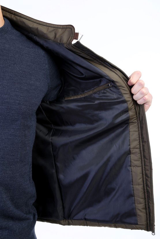 Erkek Giyim - Slim Fit Kapitone Mont