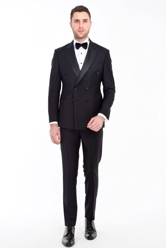 Erkek Giyim - Slim Fit Kruvaze Smokin / Damatlık