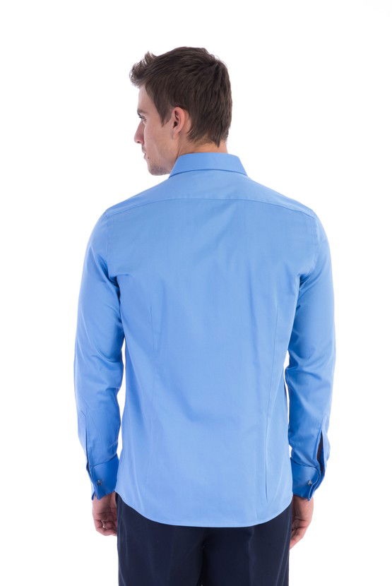 Erkek Giyim - Uzun Kol Slim Fit Saten Gömlek
