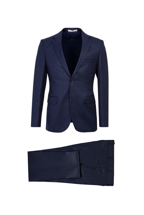 Erkek Giyim - Slim Fit Dar Kesim Desenli Takım Elbise