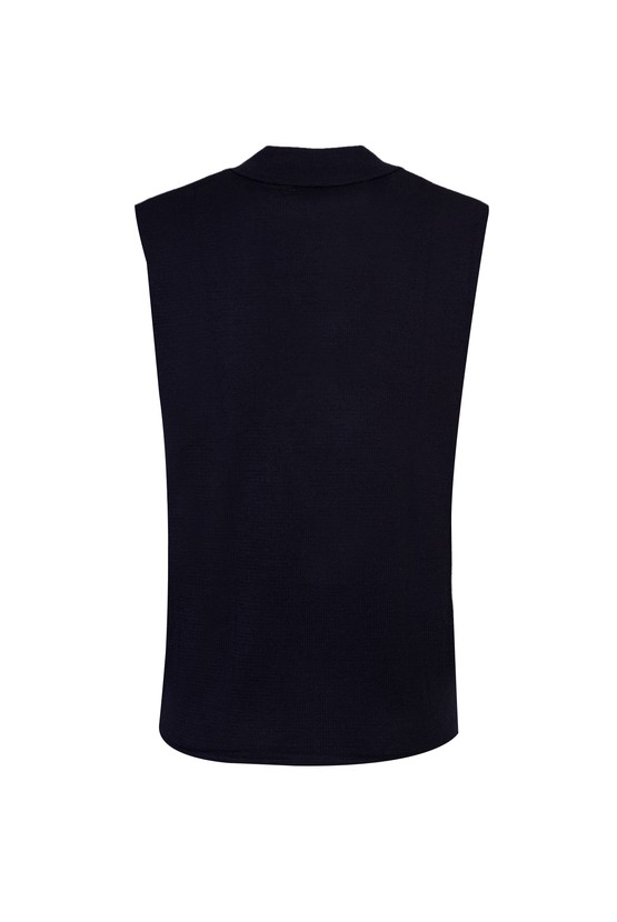 Erkek Giyim - Yünlü Slim Fit Düğmeli Kruvaze Yelek