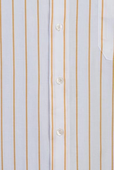 Erkek Giyim - HARDAL XL Beden Uzun Kol Regular Fit Çizgili Pamuk Gömlek
