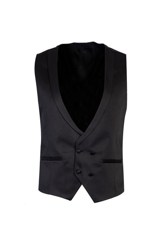 Erkek Giyim - Mono Yaka Yelekli Slim Fit Smokin / Damatlık