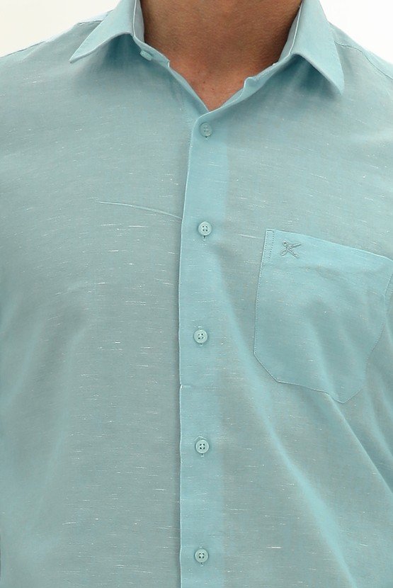Erkek Giyim - Uzun Kol Keten Relax Fit Rahat Kesim Gömlek