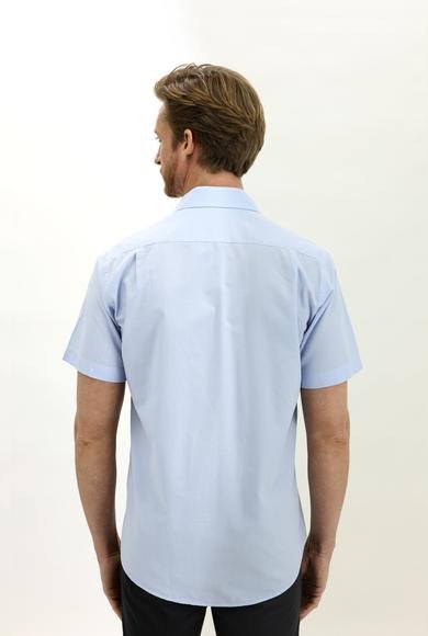Erkek Giyim - UÇUK MAVİ 3X Beden Kısa Kol Regular Fit Pamuklu Gömlek