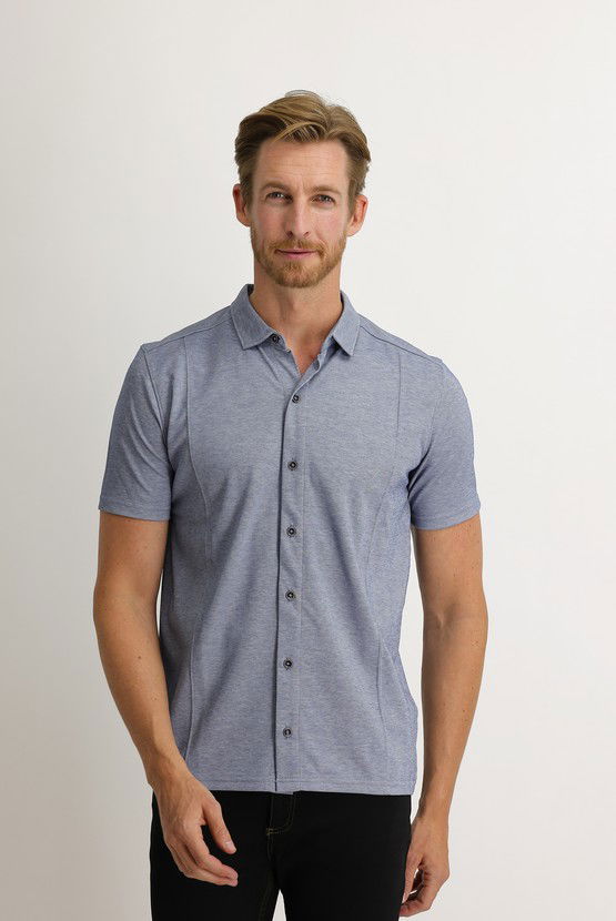 Erkek Giyim - Yarım İtalyan Yaka Slim Fit Gömlek Tişört