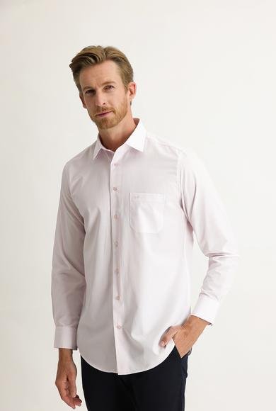 Erkek Giyim - PEMBE M Beden Uzun Kol Klasik Desenli Pamuklu Gömlek