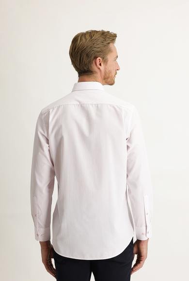 Erkek Giyim - PEMBE M Beden Uzun Kol Klasik Desenli Pamuklu Gömlek