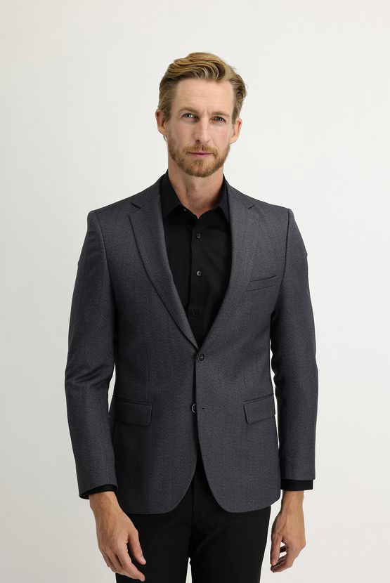 Erkek Giyim - Slim Fit Dar Kesim Balık Sırtı Ceket