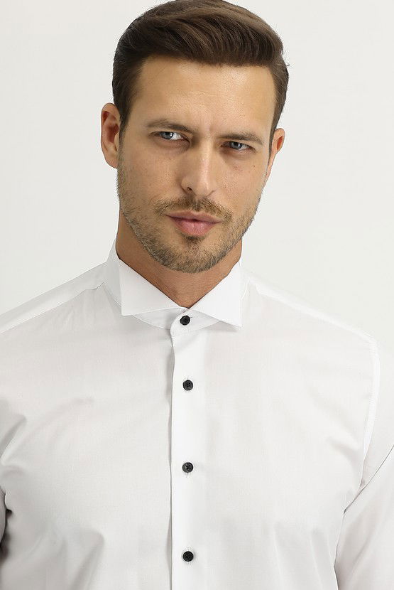 Erkek Giyim - Ata Yaka Slim Fit Dar Kesim Pamuk Gömlek