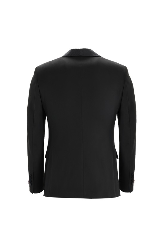 Erkek Giyim - Slim Fit Dar Kesim Şal Yaka Yelekli Smokin & Damatlık