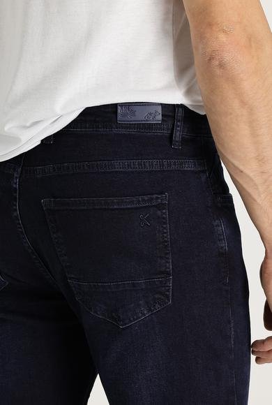 Erkek Giyim - KOYU LACİVERT 52 Beden Slim Fit Dar Kesim Likralı Denim Pantolon