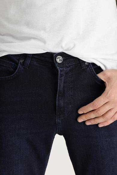 Erkek Giyim - KOYU LACİVERT 52 Beden Slim Fit Dar Kesim Likralı Denim Pantolon