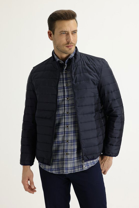 Erkek Giyim - Slim Fit Kapitone Spor Mont