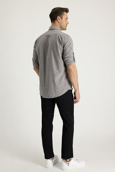 Erkek Giyim - SİYAH 58 Beden Slim Fit Dar Kesim Pamuk Kanvas / Chino Pantolon