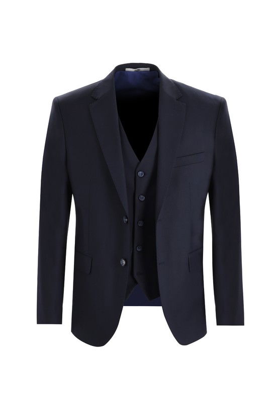 Erkek Giyim - Slim Fit Dar Kesim Yelekli Takım Elbise