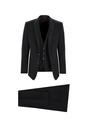  SİYAH  Slim Fit Dar Kesim Mono Yaka Yelekli Smokin & Damatlık