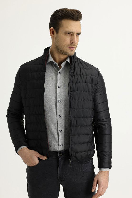 Erkek Giyim - Slim Fit Kapitone Mont