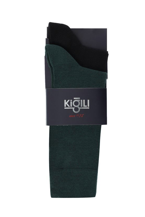 Erkek Giyim - 2'li Düz Pamuklu Çorap Seti