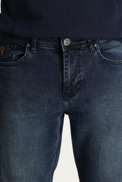 Erkek Giyim - KOYU MAVİ 36 Beden Slim Fit Dar Kesim Likralı Denim Pantolon