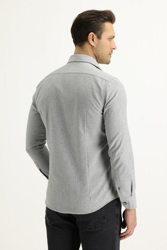 Erkek Giyim - Uzun Kol Slim Fit Oduncu Spor Pamuklu Gömlek