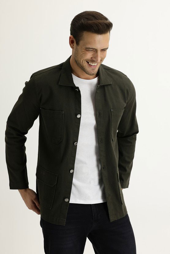 Erkek Giyim - Slim Fit Shacket Gömlek / Mont