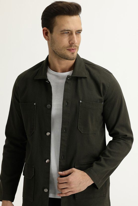 Erkek Giyim - Slim Fit Shacket Gömlek / Mont
