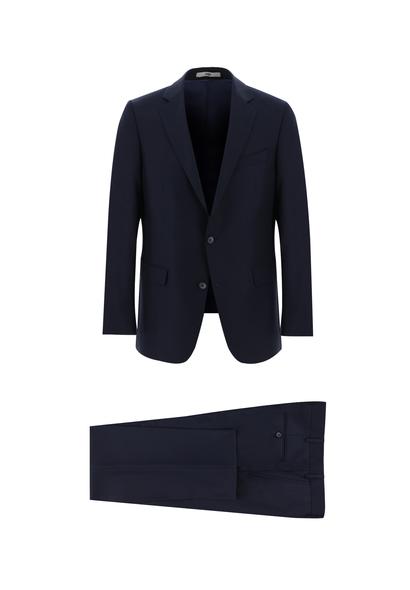Erkek Giyim - KOYU LACİVERT 58 Beden Slim Fit Dar Kesim Klasik Takım Elbise