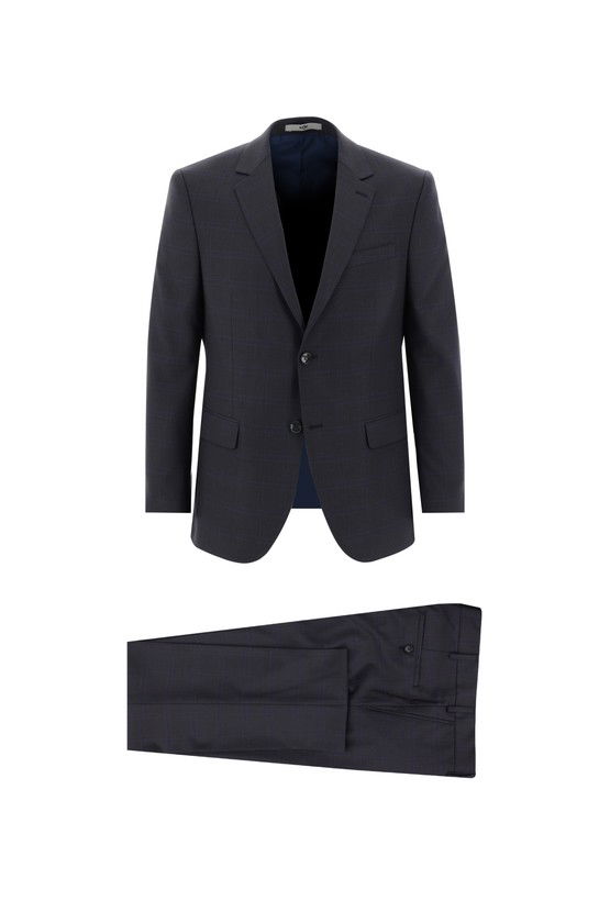 Erkek Giyim - Slim Fit Dar Kesim Ekose Takım Elbise