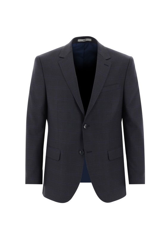 Erkek Giyim - Slim Fit Dar Kesim Ekose Takım Elbise