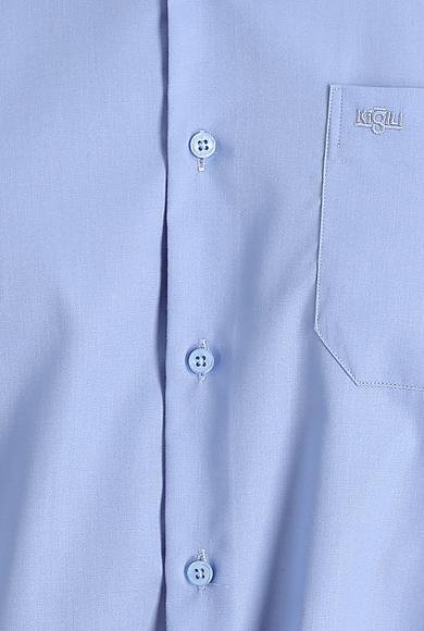 Erkek Giyim - AÇIK MAVİ 4X Beden Uzun Kol Non Iron Saten Klasik Pamuklu Gömlek