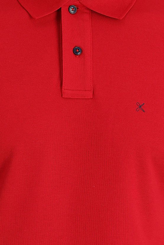 Erkek Giyim - Polo Yaka Regular Fit Nakışlı Pamuk Tişört