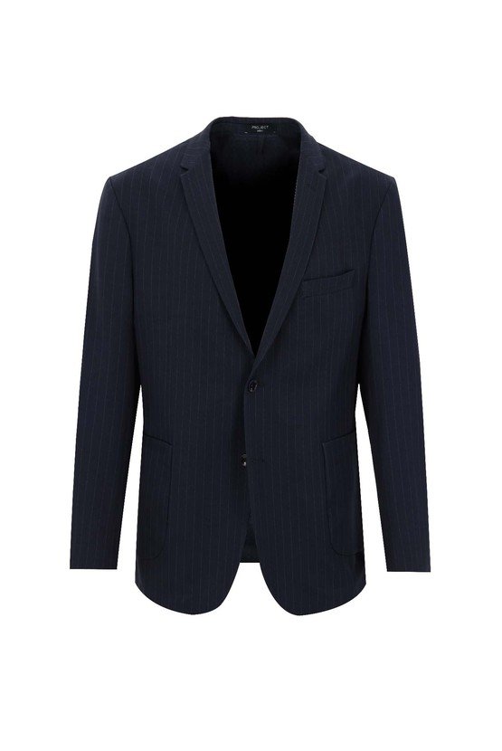 Erkek Giyim - Süper Slim Fit Çizgili Ceket