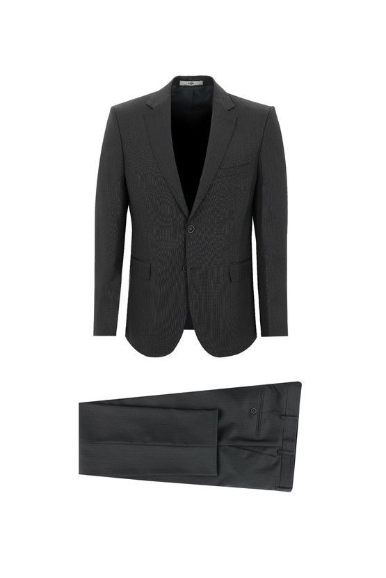 Erkek Giyim - Slim Fit Dar Kesim Çizgili Takım Elbise