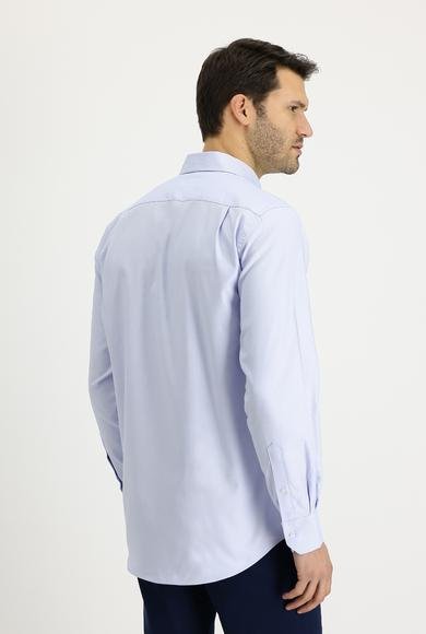 Erkek Giyim - AÇIK MAVİ 4X Beden Uzun Kol Regular Fit Pamuk Spor Gömlek