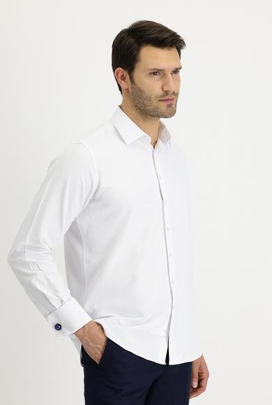 Erkek Giyim - BEYAZ M Beden Uzun Kol Manşetli Klasik Pamuklu Gömlek