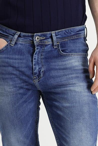 Erkek Giyim - Mavi 58 Beden Slim Fit Dar Kesim Likralı Denim Pantolon