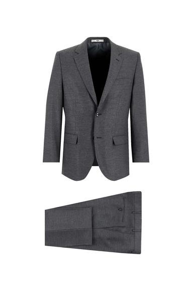 Erkek Giyim - KOYU FÜME 50 Beden Yünlü Klasik Takım Elbise