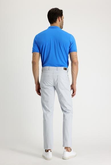 Erkek Giyim - ORTA GRİ 52 Beden Slim Fit Dar Kesim Desenli Likralı Kanvas / Chino Pantolon